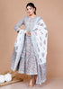 Miravan WomenS Blue Printed With Gota Patti Work Anarkali Kurta With Dupatta