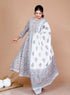 Miravan WomenS Blue Printed With Gota Patti Work Anarkali Kurta With Dupatta