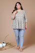 Miravan Womens Beige Plus Size Cotton Floral Printed Top