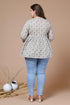 Miravan Womens Beige Plus Size Cotton Floral Printed Top