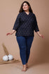 Miravan Womens Plus Size Blue Printed Indigo Top