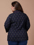 Miravan Womens Plus Size Blue Printed Indigo Top