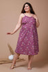 Miravan Womens Plus Size Purple Floral Printed Shoulder Strap Midi Dress