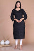 Miravan Womens Black Embroidered And Mirror Work Pakistani Straight Kurti