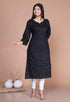 Miravan Womens Black Embroidered And Mirror Work Pakistani Straight Kurti