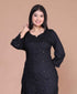 Miravan Womens Black Embroidered And Mirror Work Pakistani Straight Kurti