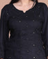 Miravan Womens Black Embroidered And Mirror Work Pakistani Straight Kurti