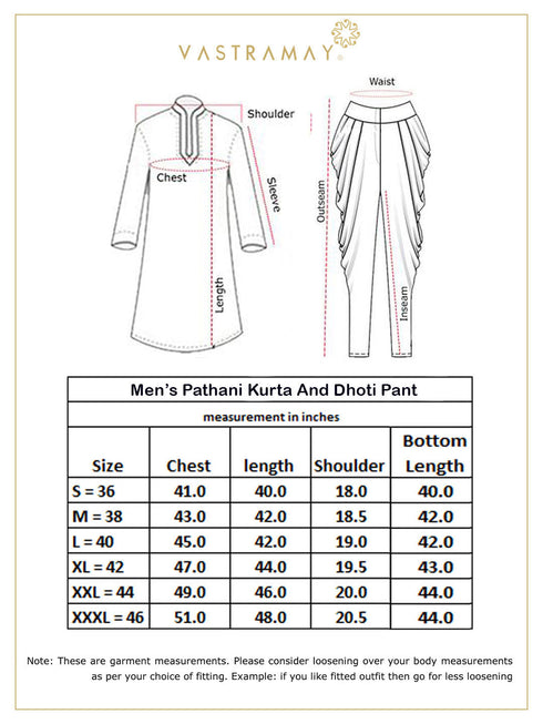 Vastramay Men's Black Cotton Blend Pathani Suit Set