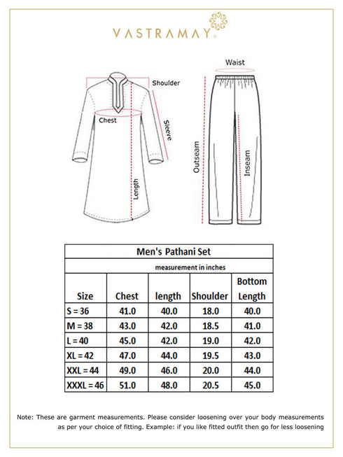 Vastramay Men's White Cotton Linen Blend Pathani Kurta Set With Prayer Cap