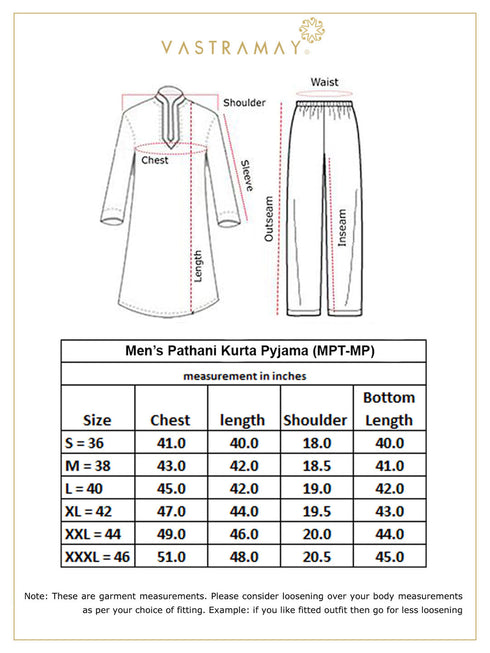 Vastramay Men's White Cotton Blend Pathani Kurta Set With Prayer Cap