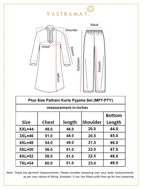 Vastramay Men's Plus Size Black Cotton Blend Pathani Kurta