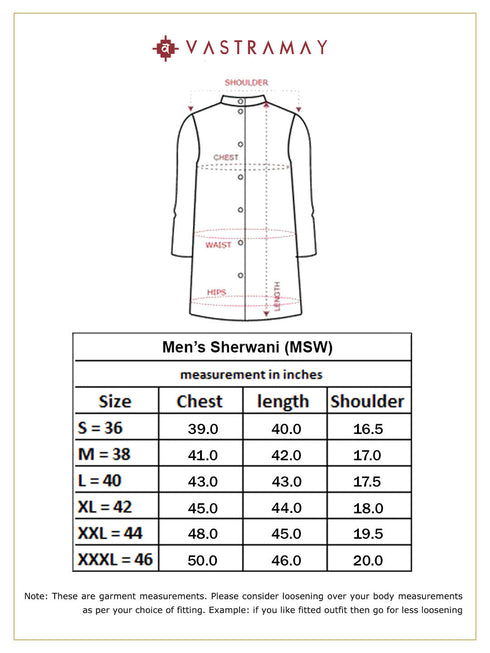 Vastramay Men's Black Cotton Blend Sherwani Only Top