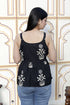 Miravan Womens Pure Cotton Black Floral Printed Round Neck Peplum Noodle Straps Top