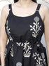 Miravan Womens Pure Cotton Black Floral Printed Round Neck Peplum Noodle Straps Top