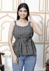 Miravan Womens Pure Cotton Casual Sleeveless Printed Black Color Peplum Top