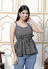 Miravan Womens Pure Cotton Casual Sleeveless Printed Black Color Peplum Top