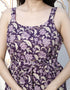 Miravan Womens Pure Cotton Floral Printed Purple Noodle Straps Short Peplum Top