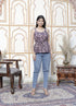 Miravan Womens Pure Cotton Floral Printed Purple Noodle Straps Short Peplum Top