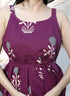Miravan Womens Pure Cotton Purple Floral Printed Noodle Straps Flared Cotton Top