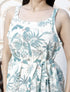 Miravan Womens Pure Cotton Shoulder Straps Light Green Bird And Leaf Printed Flared Top