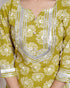 Miravan Womens Lime Yellow Block Printed Kurta with Palazzo
