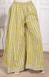 Miravan Womens Lime Yellow Block Printed Kurta with Palazzo