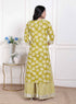 Miravan Womens Lime Yellow Block Printed Kurta with Palazzo