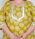Miravan Plus Size Womens Lime Yellow Block Printed Kurta with Palazzo