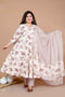 Miravan WomenS Plus Size Pink Floral Print Anarkali Kurta With Palazzo and Dupatta Set