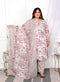 Miravan Womens Plus Size Cotton Light Pink Scenic Birds And Leaf Floral Printed Straight Pakistani Style Suit Set