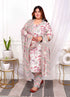 Miravan Womens Plus Size Cotton Light Pink Scenic Birds And Leaf Floral Printed Straight Pakistani Style Suit Set
