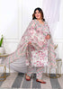 Miravan Womens Plus Size Cotton Light Pink Scenic Birds And Leaf Floral Printed Straight Pakistani Style Suit Set