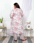 Miravan Womens Plus Size Cotton Light Pink Scenic Birds And Leaf Floral Printed Straight Pakistani Style Suit Set