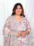 Miravan Womens Plus Size Cotton Light Pink Scenic Birds And Leaf Floral Printed Straight Pakistani Style Suit Set