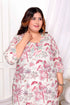 Miravan Womens Plus Size Light Pink Scenic Birds And Leaf Floral Printed Cotton Straight Pakistani Style Kurta And Palazzo