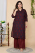 Miravan Womens Plus Size Maroon Floral Pure Cotton Kurta With Sharara