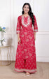 Miravan womens Red cotton Gota Work Kurta with Palazzo