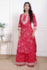Miravan womens Red cotton Gota Work Kurta with Palazzo