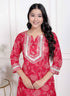Miravan womens Red cotton Gota Work Kurta with Palazzo