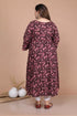 Miravan Womens Plus Size Stunning Maroon Bell Sleeve Floral Printed Anarkali Kurta Dupatta