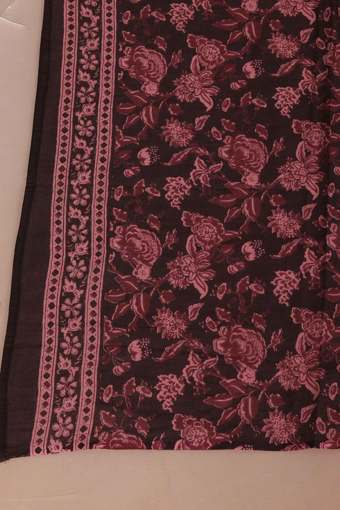 Miravan Womens Plus Size Stunning Maroon Bell Sleeve Floral Printed Anarkali Kurta Dupatta