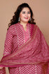 Miravan WomenS Plus Size Pink Straight Floral Printed Kurta and Palazzo With Dupatta Set