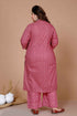 Miravan WomenS Plus Size Pink Straight Floral Printed Kurta and Palazzo With Dupatta Set