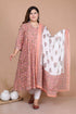 Miravan Womens Plus Size Surpassing Orange Partywear Floral Printed Anarkali Kurta Dupatta