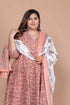Miravan Womens Plus Size Surpassing Orange Partywear Floral Printed Anarkali Kurta Dupatta