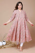 Miravan Womens Peach Plus Size Cotton Floral Printed Anarkali Kurta