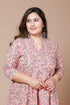 Miravan Womens Peach Plus Size Cotton Floral Printed Anarkali Kurta