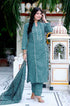 Miravan Womens Cotton Straight Style Blue Kurta With Palazzo And Dupatta