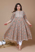 Miravan Womens Plus Size Camel Brown Gotta Patti Pure Cotton Anarkali Kurta