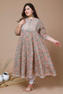 Miravan Womens Plus Size Camel Brown Gotta Patti Pure Cotton Anarkali Kurta